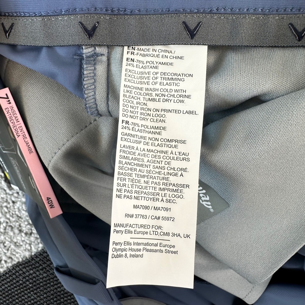 Callaway Golf Shorts Mens 40 Vintage Indigo Blue 7in Inseam Stretch Sun NEW - Picture 8 of 8